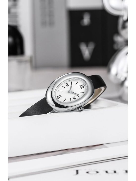 Women\'s Silver Black Analog Quartz Elegant Dial Bangle Vintage Bracelet Watch main image 4